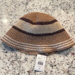 UGG Tan and Brown Striped Bucket Hat